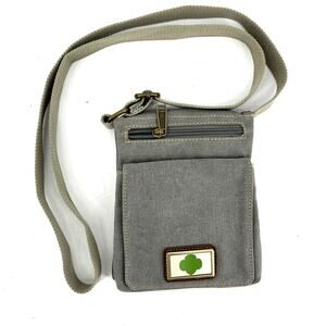 Girl Scouts Gray Canvas Crossbody Small Bag Purse‎ Zippered Adjustable